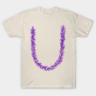 Lavender Letter U Hand Drawn in Watercolor and Ink T-Shirt